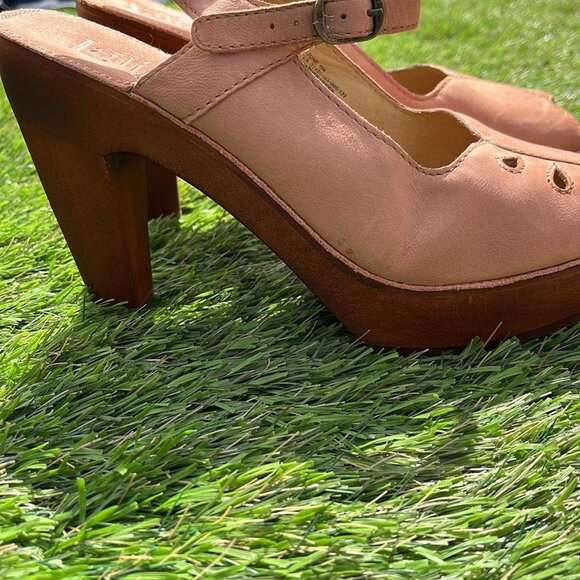 LATIGO for Anthropologie June Leather Wooden Clog Heels - Size 8 (NWOT) - Picture 3 of 6